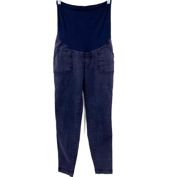 A Pea In The Pod Blue Full Panel Band Pockets Pull On Stretch Skinny Jeans Pants - Picture 1 of 9